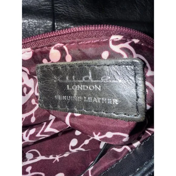 Xude London Black Soft Genuine Leather Shoulder Bag With Bow Leather - Picture 7 of 13